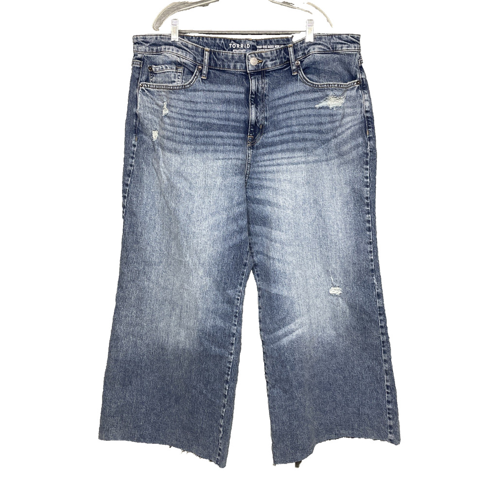 Torrid Womens 20 Short High Rise Baggy Wide Leg Lion's Tale Jeans Raw Hem NWT